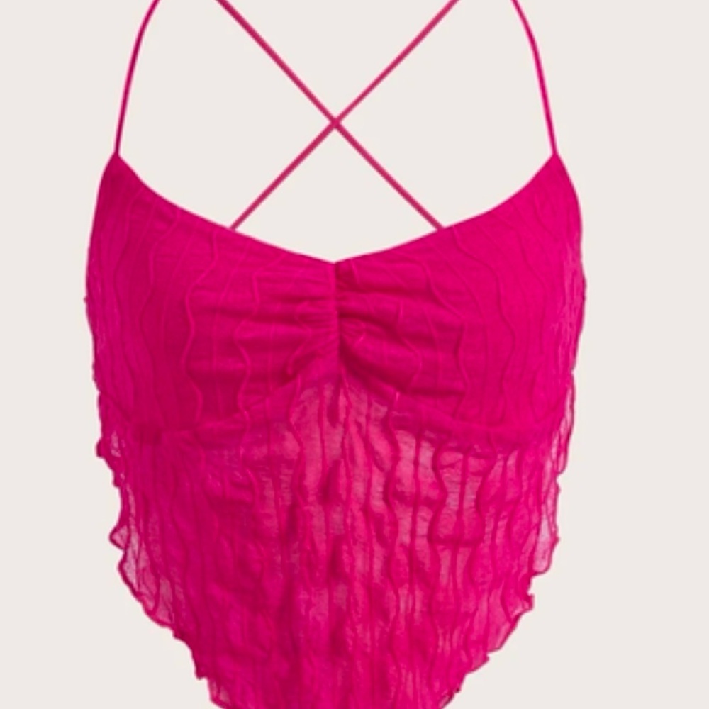 Vibrant Pink Lace Bodysuit with Straps